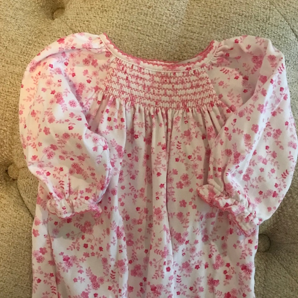 6-9m Kissy Kissy Pink Smocked Footie/Romper.  EUC